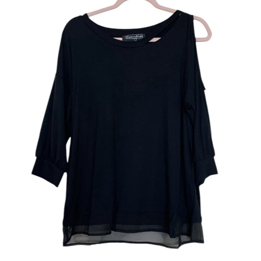 Brittany Humble Shirt Blouse Womens Size Medium‎ M Black Cold Shoulder